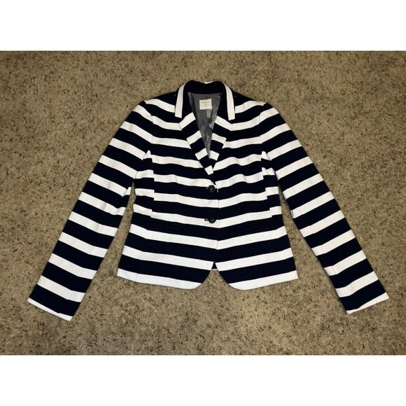 GAP THE ACADEMY BLAZER Striped Navy Nautical Academia Career Office Preppy Sz 6 - Picture 2 of 12